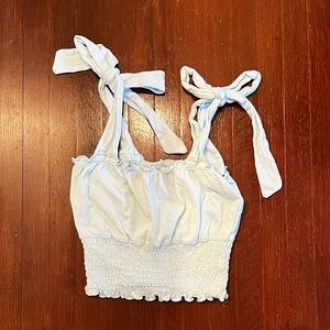 Light blue size S Twik by Simons crop top with adjustable bow straps